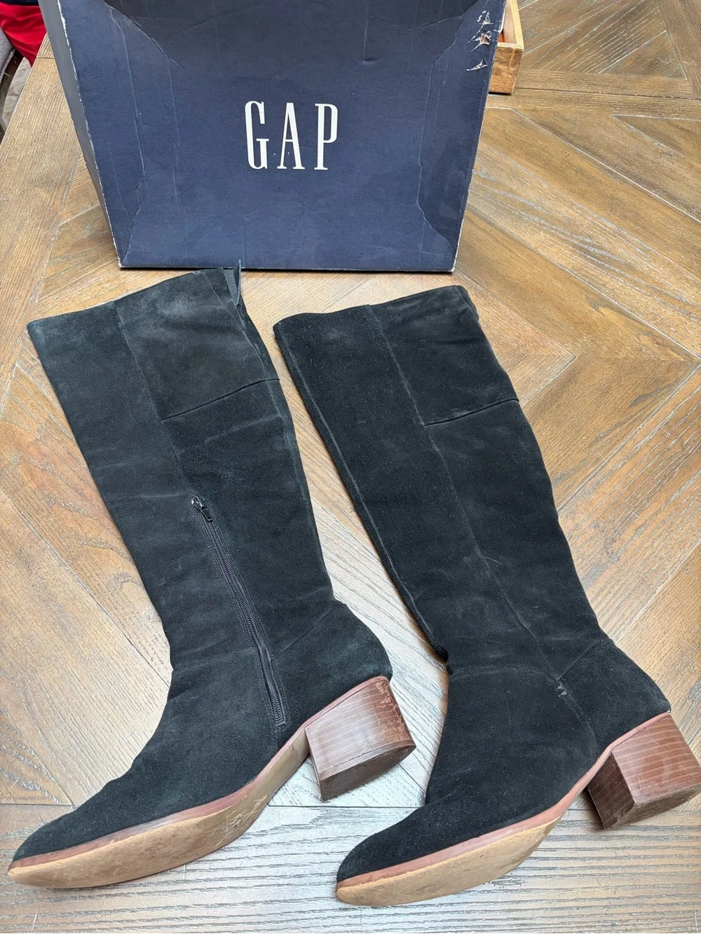 GAP Black Knee High Block Heel Boots Size 11